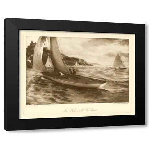 Falmouth Harbor Black Modern Wood Framed Art Print by Henry, Napier