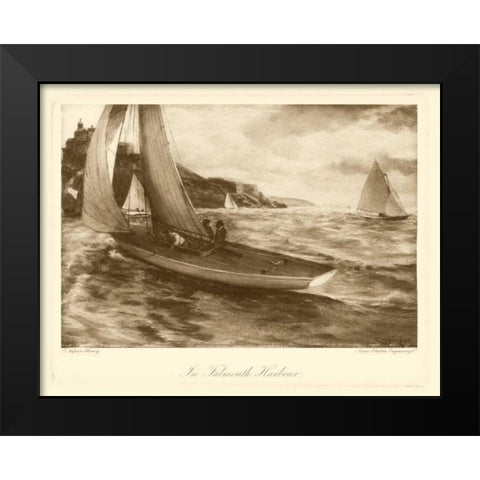 Falmouth Harbor Black Modern Wood Framed Art Print by Henry, Napier