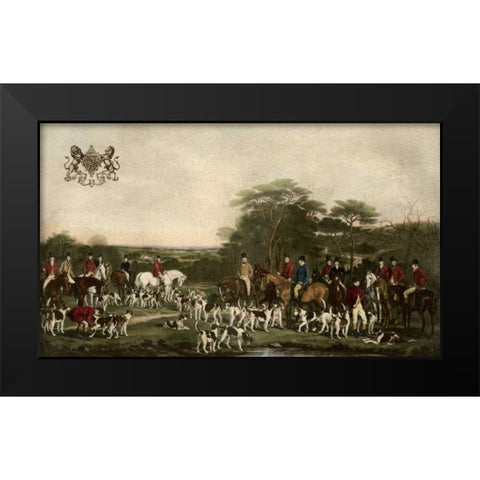 SirRichardSuttonandtheQuornHounds Black Modern Wood Framed Art Print by Grant, Sir Francis