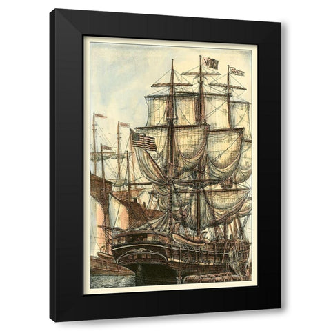 Printed Majestic Ship I Black Modern Wood Framed Art Print by Vision Studio