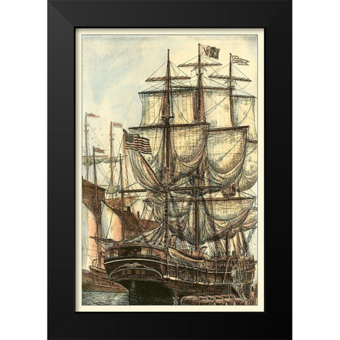 Printed Majestic Ship I Black Modern Wood Framed Art Print by Vision Studio