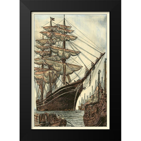 Printed Majestic Ship II Black Modern Wood Framed Art Print by Vision Studio