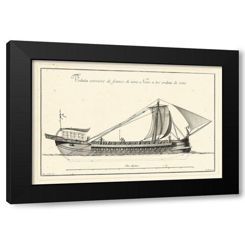 Veduta di Palmi Napoletani II Black Modern Wood Framed Art Print by Vega, Peitro la