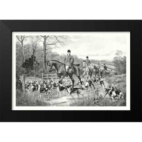 Going to Covert Black Modern Wood Framed Art Print by G.D. Rowlandson