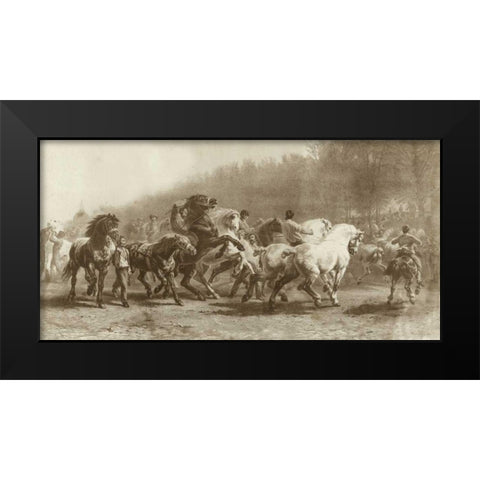 Horse Fair Black Modern Wood Framed Art Print by Bonheur, Rosa