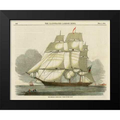 Antique Clipper Ship II Black Modern Wood Framed Art Print by Vision Studio