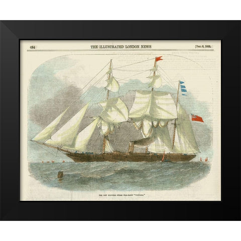 Antique Clipper Ship III Black Modern Wood Framed Art Print by Vision Studio