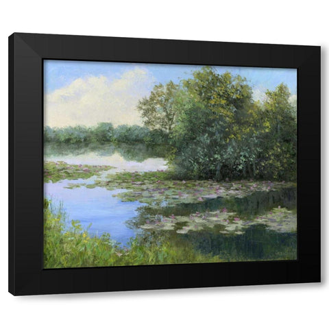 Water Lily Pond Black Modern Wood Framed Art Print by Weber, Mary Jean