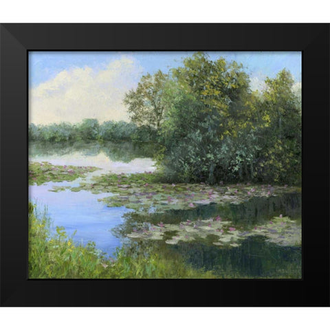 Water Lily Pond Black Modern Wood Framed Art Print by Weber, Mary Jean