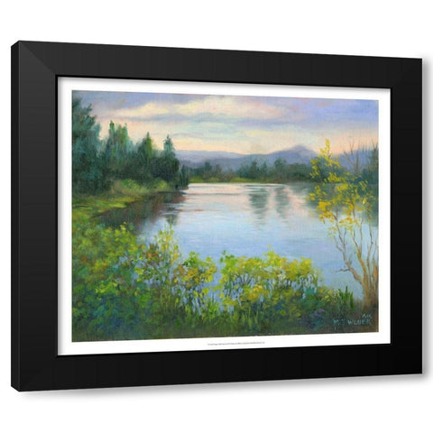 Oregon Reflections Black Modern Wood Framed Art Print with Double Matting by Weber, Mary Jean