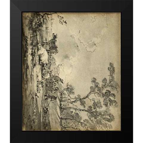 Pastoral Etching II Black Modern Wood Framed Art Print by Unknown