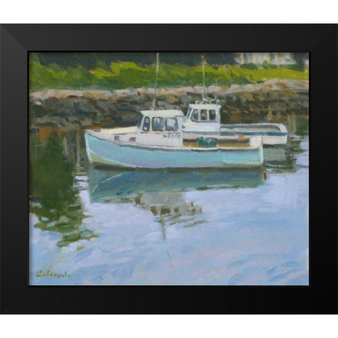 Lobster Boats Black Modern Wood Framed Art Print by Calcasola, Stephen