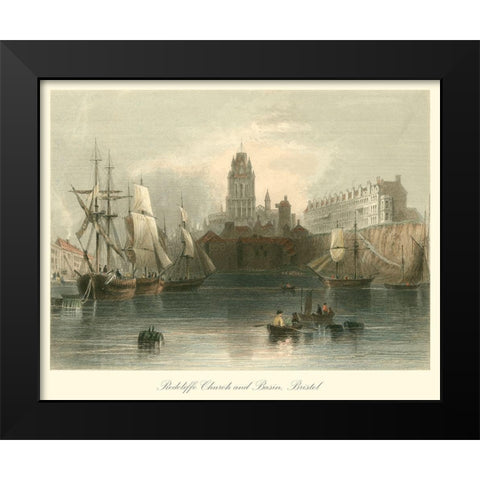 Radcliffe Church And Basin  Bristol Black Modern Wood Framed Art Print by Bartlett, William H.