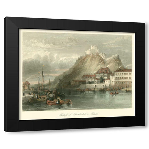 Fortress on the Rhine Black Modern Wood Framed Art Print by Leitch, W.L.