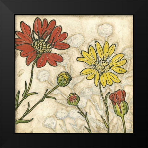 Indian Summer Florals II Black Modern Wood Framed Art Print by Meagher, Megan