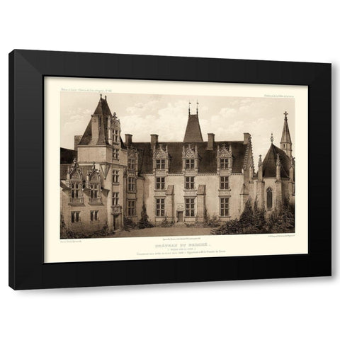 Sepia Chateaux I Black Modern Wood Framed Art Print with Double Matting by Petit, Victor