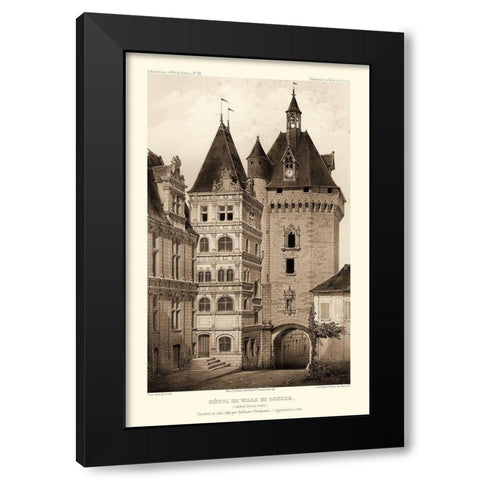Sepia Chateaux VI Black Modern Wood Framed Art Print with Double Matting by Petit, Victor