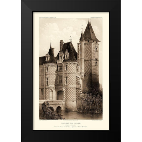 Sepia Chateaux VII Black Modern Wood Framed Art Print by Petit, Victor
