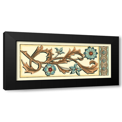 Crackled Italianate Panel in Blue I Black Modern Wood Framed Art Print with Double Matting by Zarris, Chariklia