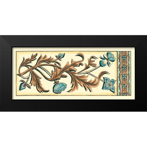 Crackled Italianate Panel in Blue II Black Modern Wood Framed Art Print by Zarris, Chariklia