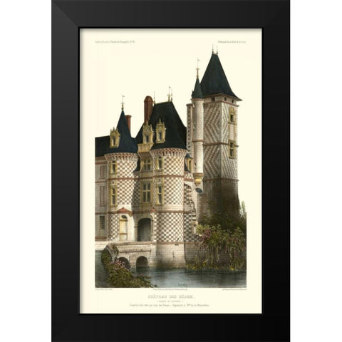 French Chateaux in Blue II Black Modern Wood Framed Art Print by Petit, Victor