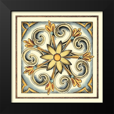 Crackled Cloisonne Tile II Black Modern Wood Framed Art Print by Zarris, Chariklia