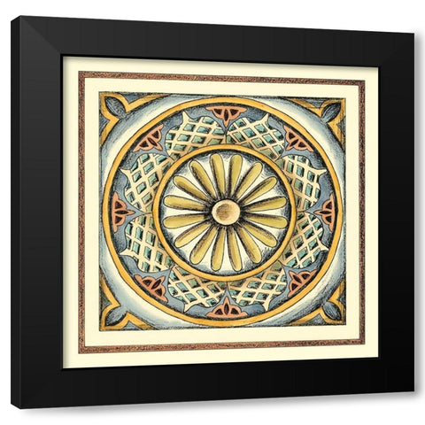 Crackled Cloisonne Tile IV Black Modern Wood Framed Art Print with Double Matting by Zarris, Chariklia