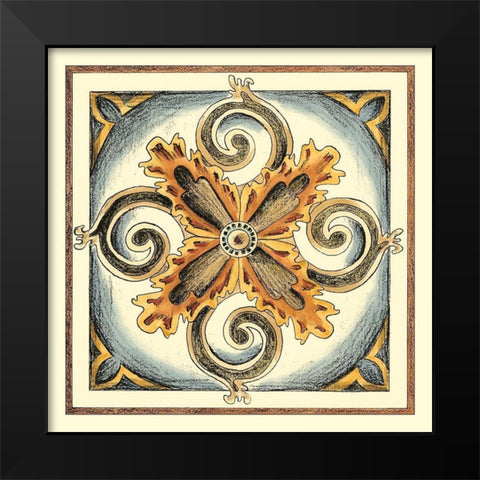 Crackled Cloisonne Tile VI Black Modern Wood Framed Art Print by Zarris, Chariklia