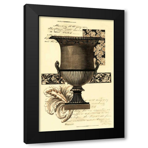 Transitional Sepia Urn I Black Modern Wood Framed Art Print with Double Matting by Vision Studio