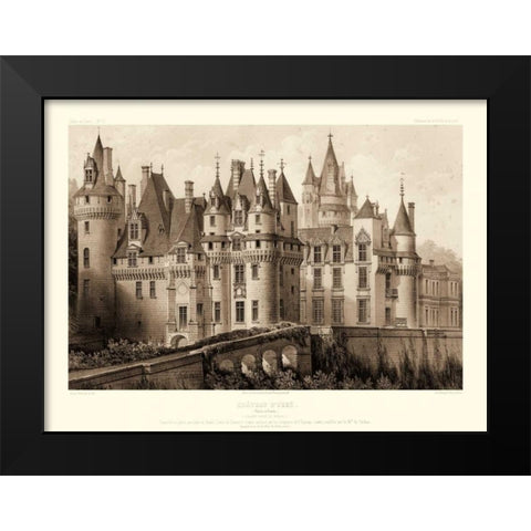 Petite Sepia Chateaux II Black Modern Wood Framed Art Print by Petit, Victor