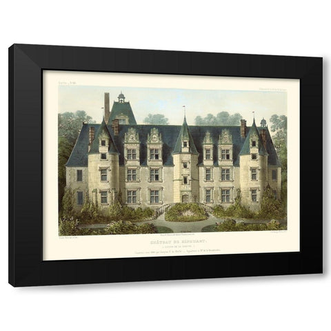 Petite French Chateaux III Black Modern Wood Framed Art Print by Petit, Victor