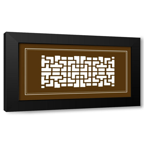 Shoji Screen in Brown III Black Modern Wood Framed Art Print with Double Matting by Vision Studio