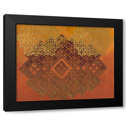 Golden Henna I Black Modern Wood Framed Art Print with Double Matting by Zarris, Chariklia