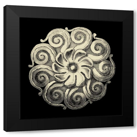 Black and Tan Rosette I Black Modern Wood Framed Art Print by Vision Studio