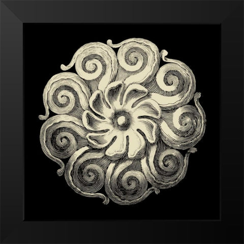Black and Tan Rosette I Black Modern Wood Framed Art Print by Vision Studio