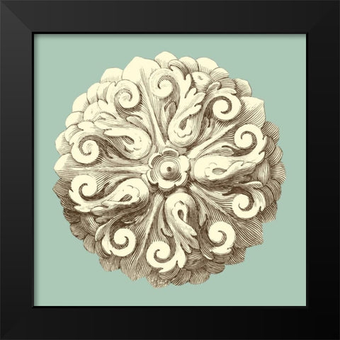 Celadon and Mocha Rosette II Black Modern Wood Framed Art Print by Vision Studio