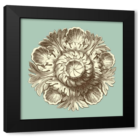 Celadon and Mocha Rosette III Black Modern Wood Framed Art Print with Double Matting by Vision Studio