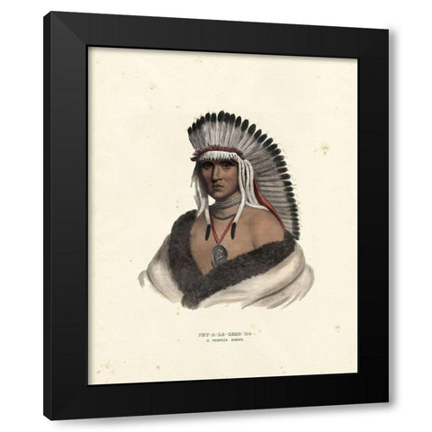 A Pawnee Brave Black Modern Wood Framed Art Print with Double Matting by McKenney and Hall
