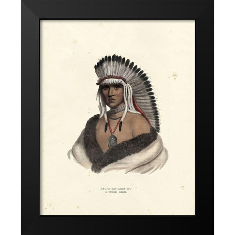 A Pawnee Brave Black Modern Wood Framed Art Print by McKenney and Hall