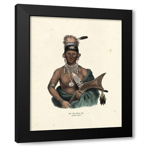 Saukie Chief Black Modern Wood Framed Art Print by McKenney and Hall