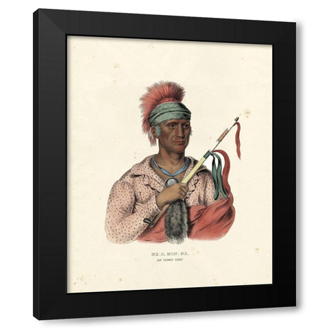 An Ioway Chief Black Modern Wood Framed Art Print by McKenney and Hall