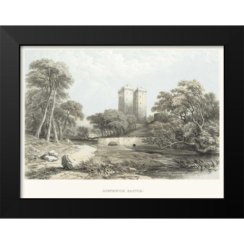 Borthwick Castle Black Modern Wood Framed Art Print by Unknown