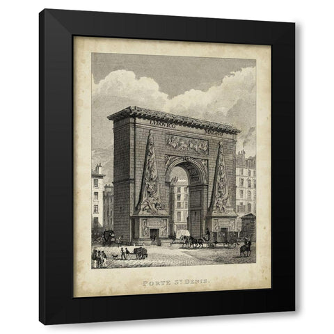 Porte St. Denis Black Modern Wood Framed Art Print by Pugin, A.