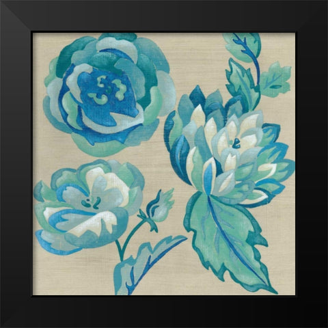 Turquoise Chintz II Black Modern Wood Framed Art Print by Zarris, Chariklia