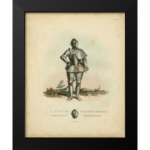 Men in Armour IV Black Modern Wood Framed Art Print by Meyrick