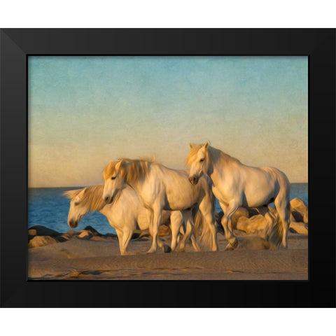 On the Beach Black Modern Wood Framed Art Print by PHBurchett