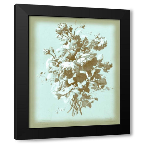 Dussurgey Roses on Blue Black Modern Wood Framed Art Print with Double Matting by Dussurgey, Chabal