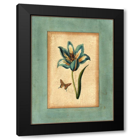 Crackled Spa Blue Tulip III Black Modern Wood Framed Art Print by Vision Studio