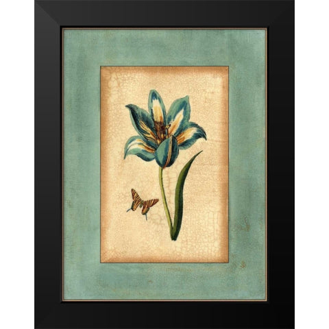 Crackled Spa Blue Tulip III Black Modern Wood Framed Art Print by Vision Studio