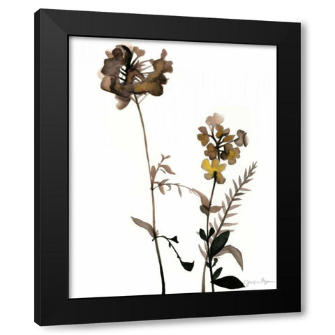 Watermark Wildflowers V Black Modern Wood Framed Art Print with Double Matting by Goldberger, Jennifer